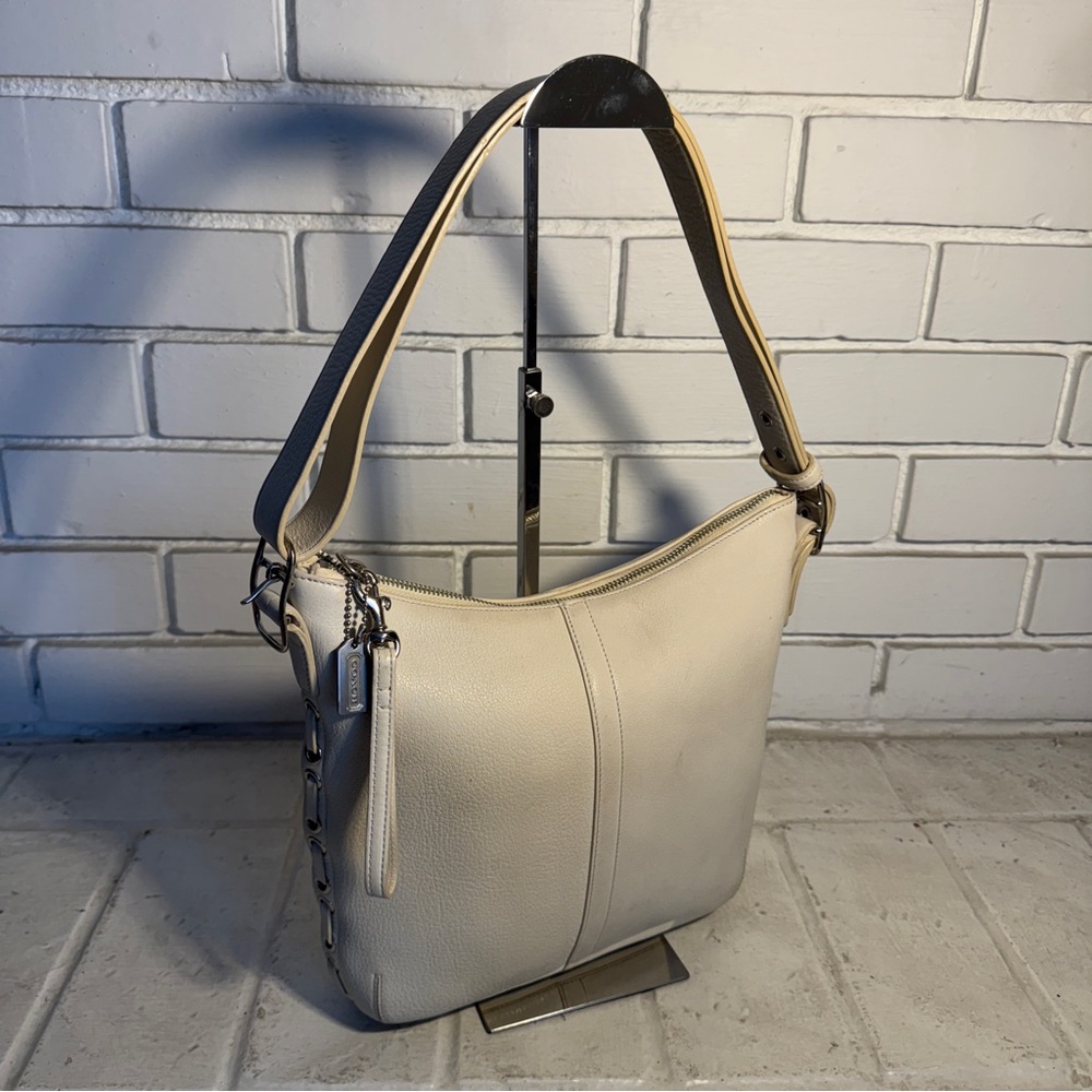 Vintage Coach Slim Leather Laced Duffle Pebble Crossbody Shoulder Bag 9350